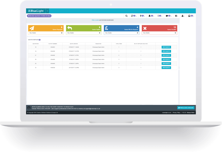 supplier management laptop screenshot
